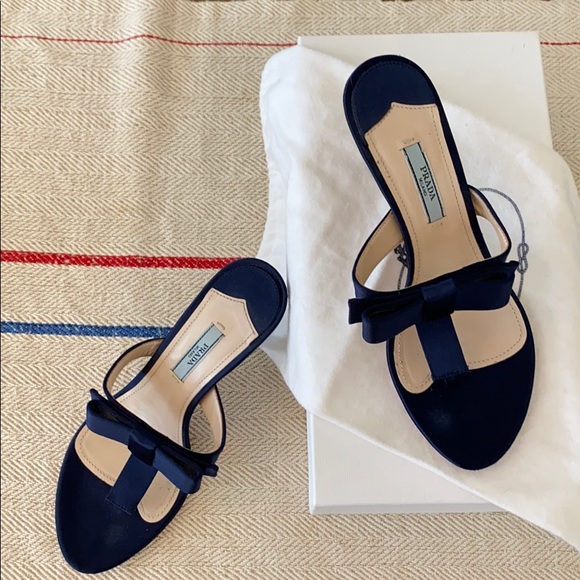 Navy blue Prada high heel sandals, 36.5, worn once - Picture 1 of 6